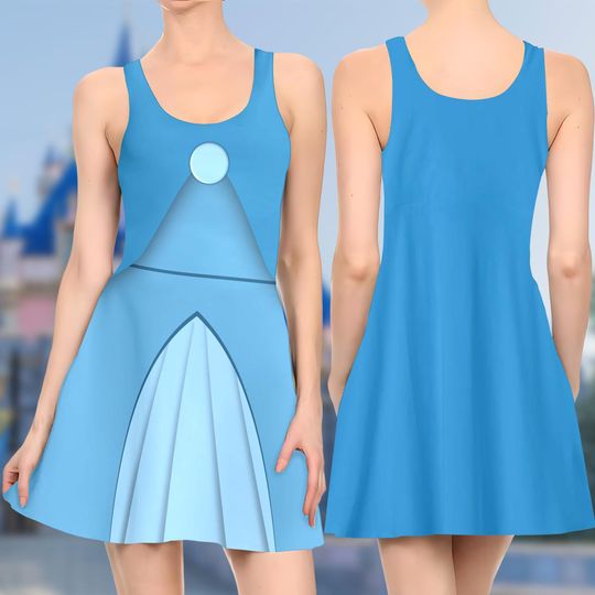 Fairy Merryweather 3D Cosplay Costume Skater Dress, Sleeping Beauty Dress, Merryweather Sleeping Beauty Mom Daughter Dress, Fairy Dress