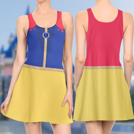 Snow White 3D T-shirt, Snow White And The Seven Dwarfs All Over Print Dress, Snow White Princess Mom Daughter Dress