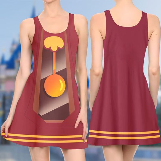 Cogsworth Clock Skater Dress, Beauty And The Beast Movie Skater Dress, Cogsworth Clock Dress, Cogsworth Clock Dress Gift, Gift For Mom