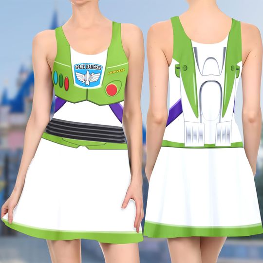 Buzz Lightyear 3D Cosplay Costume Skater Dress, Toy Story Dress, Space Ranger Mom Daughter Dress, Buzz Lightyear Toy Story Dress