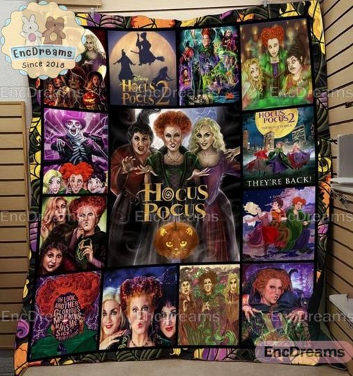 Hocus Pocus Blanket, Hocus Pocus Christmas Blanket, Bedding Blanket, Vintage Halloween Decor, Christmas Gifts