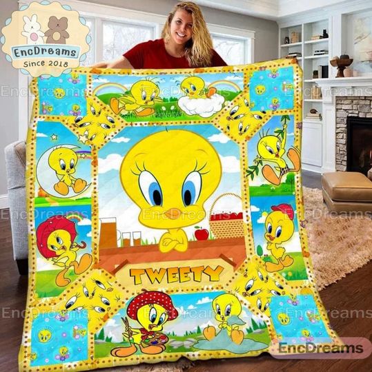 Tweety Bird Quilt Blanket, Tweety Bird Christmas Blanket, Quilt Bedding Blanket, Vintage Halloween Decor, Christmas Gifts