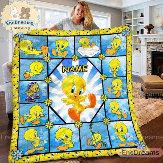 Tweety Bird Quilt Blanket, Tweety Bird Christmas Blanket, Quilt Bedding Blanket, Vintage Halloween Decor, Christmas Gifts