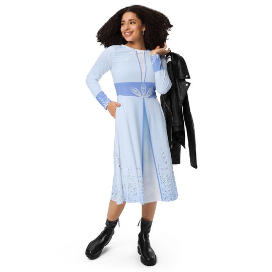The Elsa long sleeve midi dress | Halloween Costume | Cartoon Cosplay