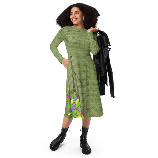 Green Oogie Boogie long sleeve midi dress | Halloween Costume | Cartoon Cosplay