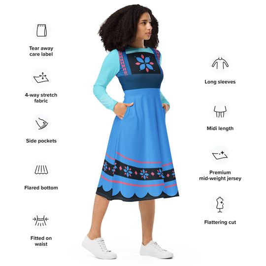 Baby Elsa long sleeve midi dress | Halloween Costume | Cartoon Cosplay