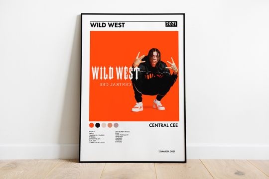 Central Cee | Wild West | Wall-Art, Wall Print | Album Art | Custom Music Artist Print | WHITE | Black