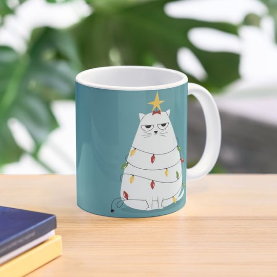 Grumpy Christmas Cat Coffee Mug