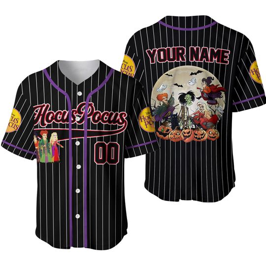 Personalized Hocus Pocus Classic Black Striped Style Jersey, Disney Baseball Jersey Sports, Cute Gifts