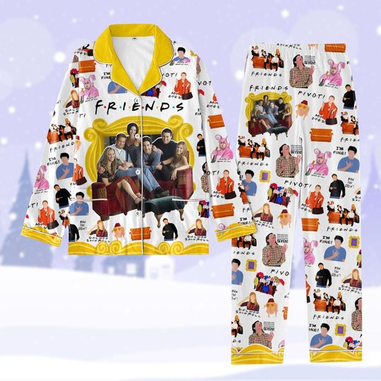 Friends TV Series Pajamas, Chandler Bing Pajama Set Women, Retro Sitcom Pajamas Christmas, Pajamas For Party, Matching Pajamas Set