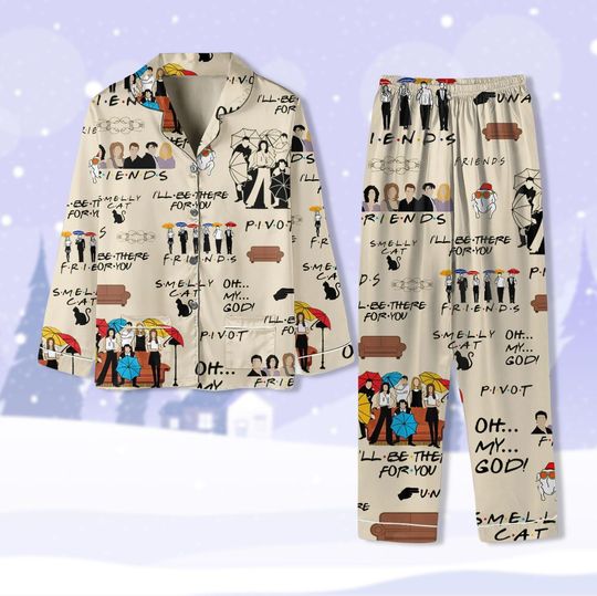 Friends Pajamas, Friends TV Series Pj Sets For Women, Retro Sitcom Holiday Pajamas, Chandler Bing Pajamas Set, Friends Midnight Shirt