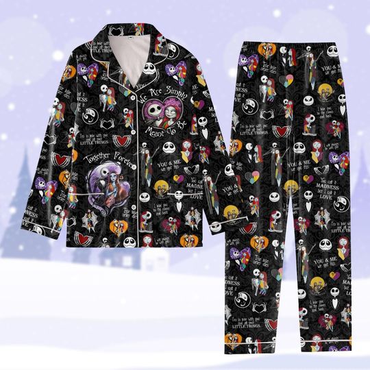 Jack Skellington Pajamas Christmas, Nightmare Before Christmas Matching Pajamas Set, Trick Or Treat Pajama Set Women, Sally Pajama Set