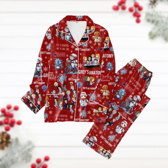 Grey's Anatomy Pajamas Christmas, Greys Anatomy Holiday Pajamas, Doctor Grey Shirt, Pajamas For Party, Womens Pajamas, Xmas Gift