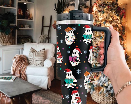 ACOTAR Ghost Reading Tumbler 40oz, Bookish Ghost Cup, SJM Book Reader Gift, Christmas Bookish 40oz Tumbler