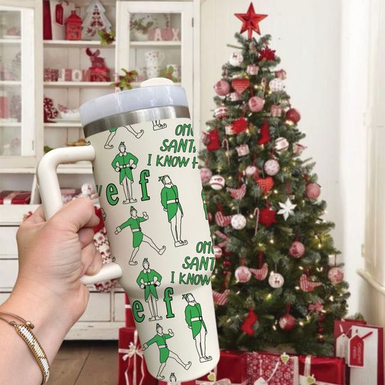 Christmas Elf 40oz Tumbler, Funny Christmas Elf Tumbler, OMG I Know Him Santa, Cute Elf Movie Cup, Matching Christmas Tumbler