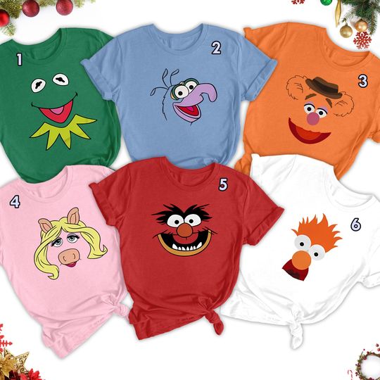 Funny The Muppets Show Costume Halloween Shirt, Gonzo Fozzie Miss Piggy Animal Beaker Kermit Matching Shirt, Muppets Face Costume Gift