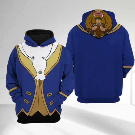 Beast and The Beast Prince Costume Cosplay 3D Shirt, Halloween Costume Family Group Hoodie, Beast and Belle Couple Sweatshirt