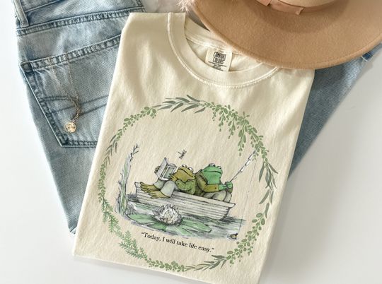 Frog and Toad Shirt, Take Life Easy, Vintage Classic Book Shirt, Frog Lover Shirt, Teacher Gift, Bookworm Gift, Reader Gift, Cottagecore