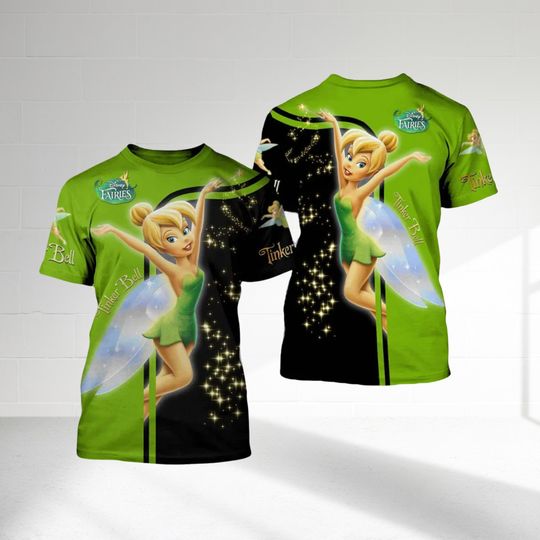 We Are Never Too Old 3D Printed Shirt, Tinker Bell Love Fairy Princess 3D Shirt, Tinker Bell Movie Character All Over Print, Tinker Bell Tee