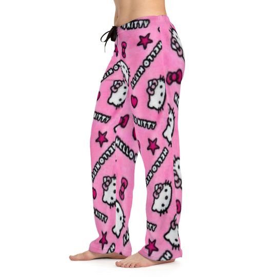 FAST SHIP USA Shop Retro love hearts pink valentine Kitty Pajama Pants Lounge Cozy Holiday Sleep Anime Gift