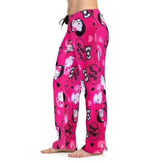 Retro Kitty Friends Valentine Love fuchsia pink bows pajama sleep pants gift