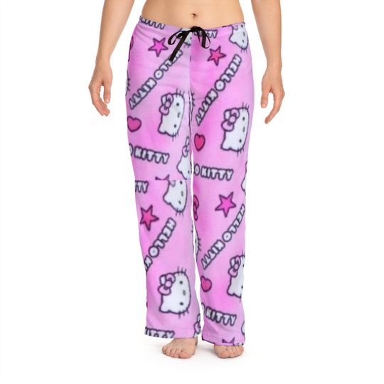 FASTEST SHIP USA Shop Retro bows love hearts pink valentine Kitty Pajama Pants Lounge Cozy Holiday Sleep Gift