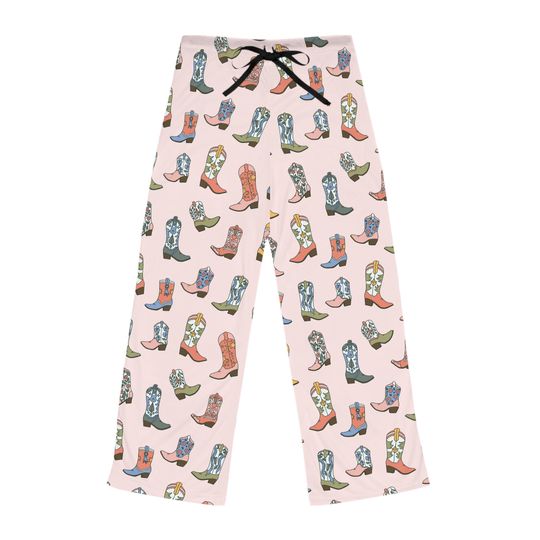 Western Cowgirl Boots Pajama Pants Women's Pajamas Pink Gift For Cowgirl Western Gift Western Sleepwear Cute Pjs Rodeo Gift Nashville Trip