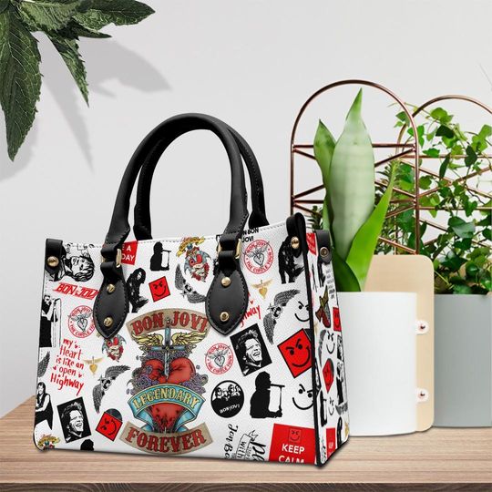 Bon Jovi Leather Bag, Bon Jovi Lover's Handbag, Rock Band Handbag, Custom Leather Bag, Women Handbag, Bon Jovi Women Wallet, Vintage Handbag