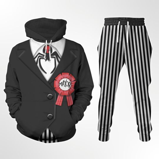 Nightmare Mayor Cosplay Costume Hoodie Jogger, Jack Skellington Hoodie, Halloween 3D All Over Print Tee, Disneyland Christmas Costume