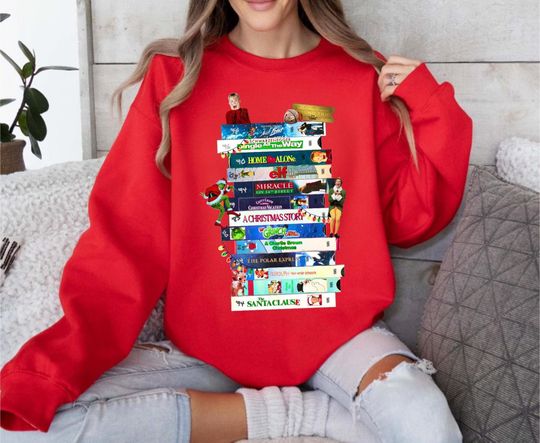 Christmas Movies | VHS | Retro | Holiday | Nostalgia | 2000s | 90s | Classics | Christmas Sweater | Sweatshirt | T Shirt | Vintage