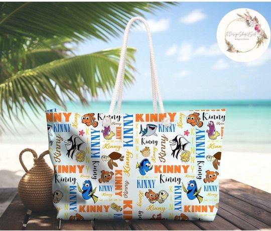 Personalized Watercolor Disney Pixar Finding Nemo Weekender Bag, Finding Dory, Disney Summer Cruise Beach Bag, Disney Family Trip 2024 Bag