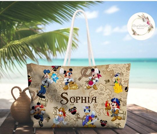 Personalized Disney Pirates Weekender Bag, Mickey and Friends Cruise Pirates of the Caribbean Beach Bag, Disney Family Cruise Trip 2024 Bag