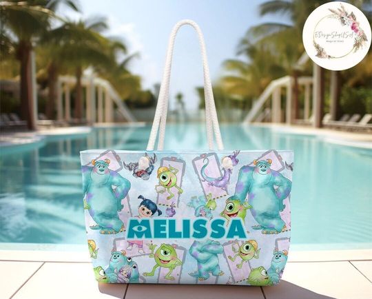 Personalized Watercolor Disney Pixar Monsters Inc Weekender Bag, Monsters University Sully Mike Wazowski Summer Bag, WDW Disneyland Family