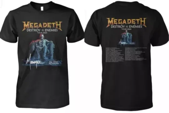 MEGADETH DESTROY ALL ENEMIES TOUR 2024 FRONT AND BACK PRINT BLACK T-SHIRT