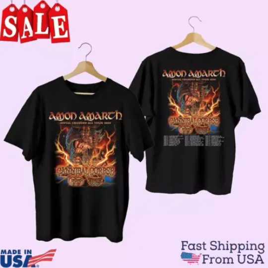 AMON AMARTH METAL CRUSHES ALL TOUR 2024 Cotton Unisex All Size Shirt