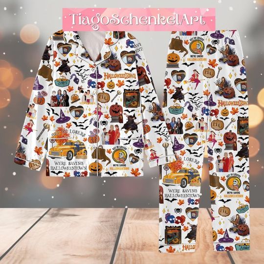 Halloween Town Pajamas Set, Benny's Taxi Company Pajamas, Horror Holiday Pajamas, Halloween Party Shirt, Pumpkin Pajamas, Gift For Her