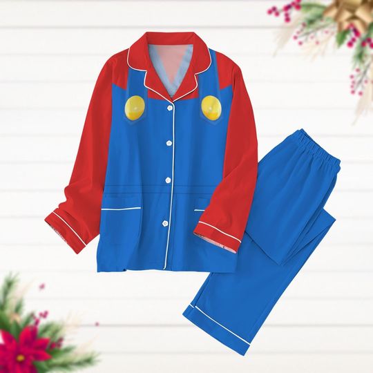 Mario Costume, Mario Pajamas Set, Super Mario Characters Holiday Pjs, Mario Gaming Pyjamas, Halloween Costume, Video Game Sleep Wear