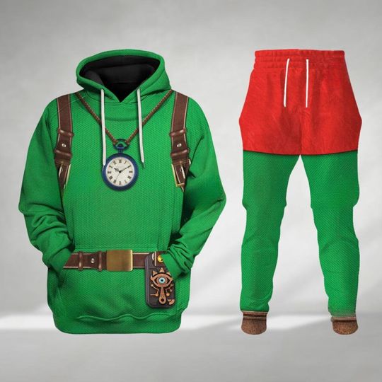 Halloween Tingle Zelda Costume Hoodie, Legend Of Zelda Cosplay Hoodie, Majora's Mask Gift, Gaming Streetwear Pants, Gift For Him