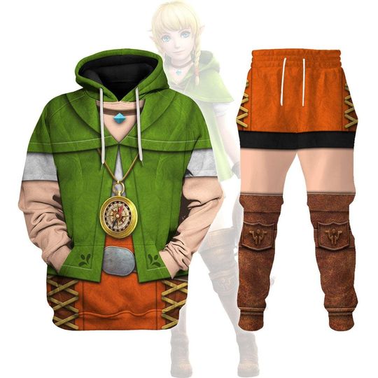 Halloween Linkle Costume Hoodie, Legend Of Zelda Costume Cosplay Shirt, Zelda Jogger Pants, Nintendo Shirt, Linkle Game Costume