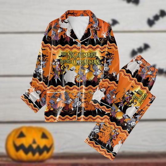 The Nightmare Before Christmas Pajamas, Horror Halloween Pajamas Set, Jack Skellington Shirt, Oogie Boogie Shirt, Gift For Women