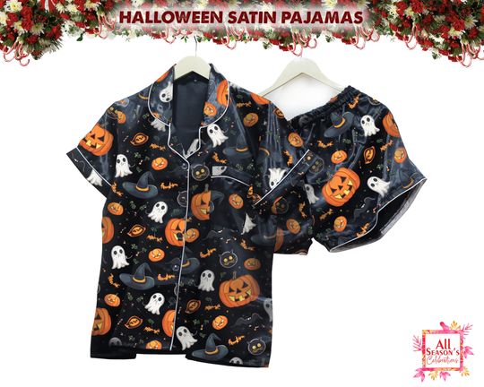 Halloween Pajama Set Halloween Outfit Family Matching Personalized Pumpkin Pjs Custom Pjs Night Ware Pajamas Gift For Her Happy Halloween