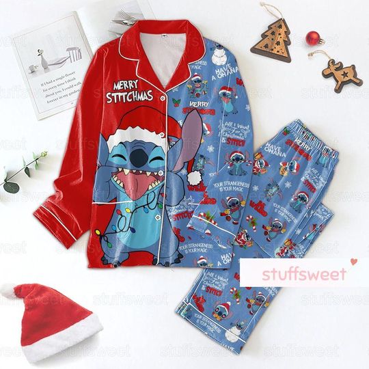 Christmas Merry Stitchmas Pajamas, Stitch Pajamas Set, Stitch Pajamas