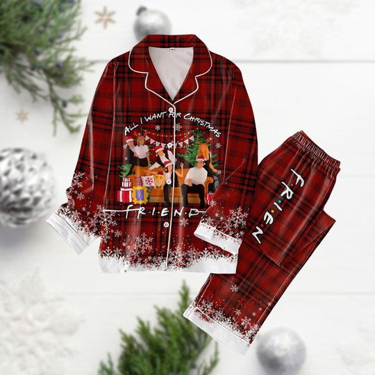Christmas Friends Movie Pajamas Set, Friends Tv Show Xmas Pj Set, Friends Chandler Holiday Pajamas, Chandler Bing Gift Women