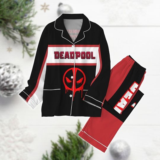 Deadpool Pajamas Set, Superhero Thick Pajamas, Deadpool Hero Character Pj Set Pants, Marvel Cosplay Outfits, Disney Trip Girls Xmas Pjs