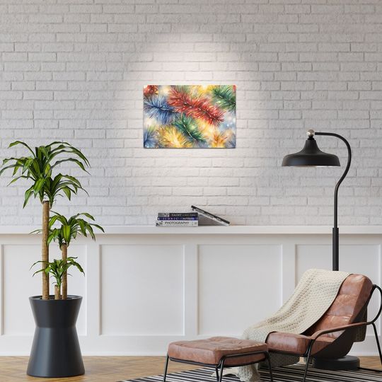 Christmas Tinsel Watercolor Design Metal Print