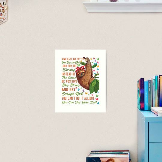 Sloth Christmas canvas gift Art Print