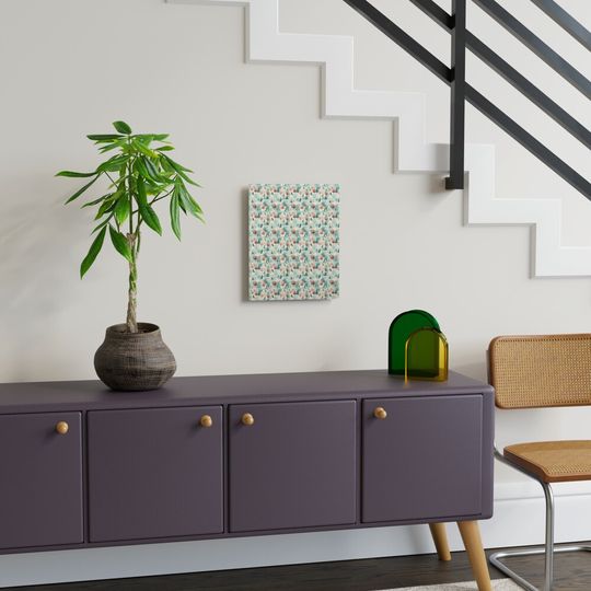 Festive Snowy Canvas: Unique Winter Art for Creative Spaces Mounted Print