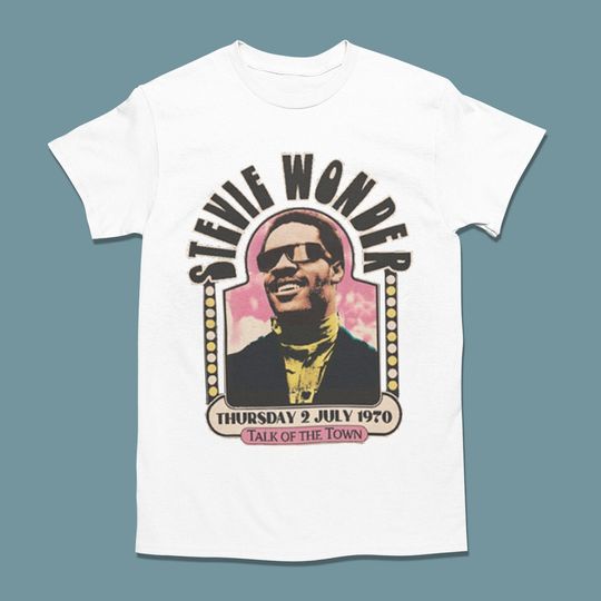 Vintage 70s Stevie Wonder Short Sleeve Crewneck T-Shirt, Talk Of the Town Shirt