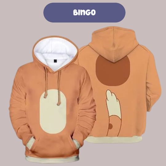 Sister Dog Family 3D Cosplay Hoodie, Sister Blue Heeler Costume 3D Hoodie, Bingo Costume, Bingo Cosplay Halloween Shirt All Over Print