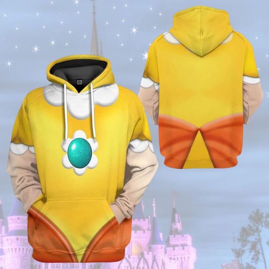 Princess Daisy 3D Full Over Print Hoodie, Bowser Cosplay Costume Pullover, Brothers Hoodie Peach, Princess Matching Halloween Costume
